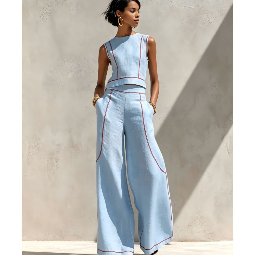 Summer Zara - Mode Gestreepte Kleurcombinatie Dames Vest Broek