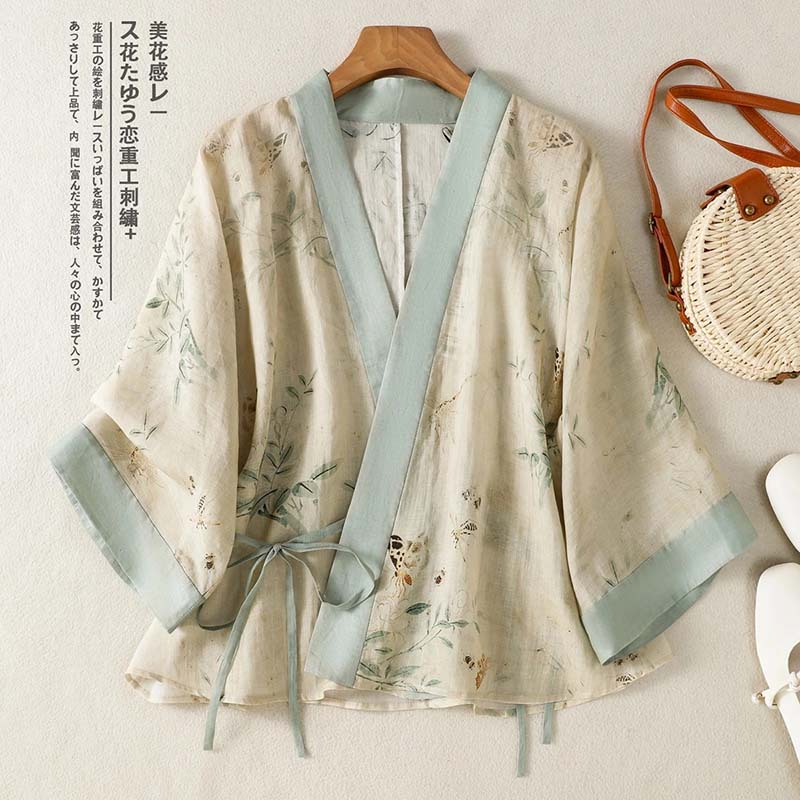 Vintage bloemenprint korte kim - Summer Clothing Wraps recensie en prijs
