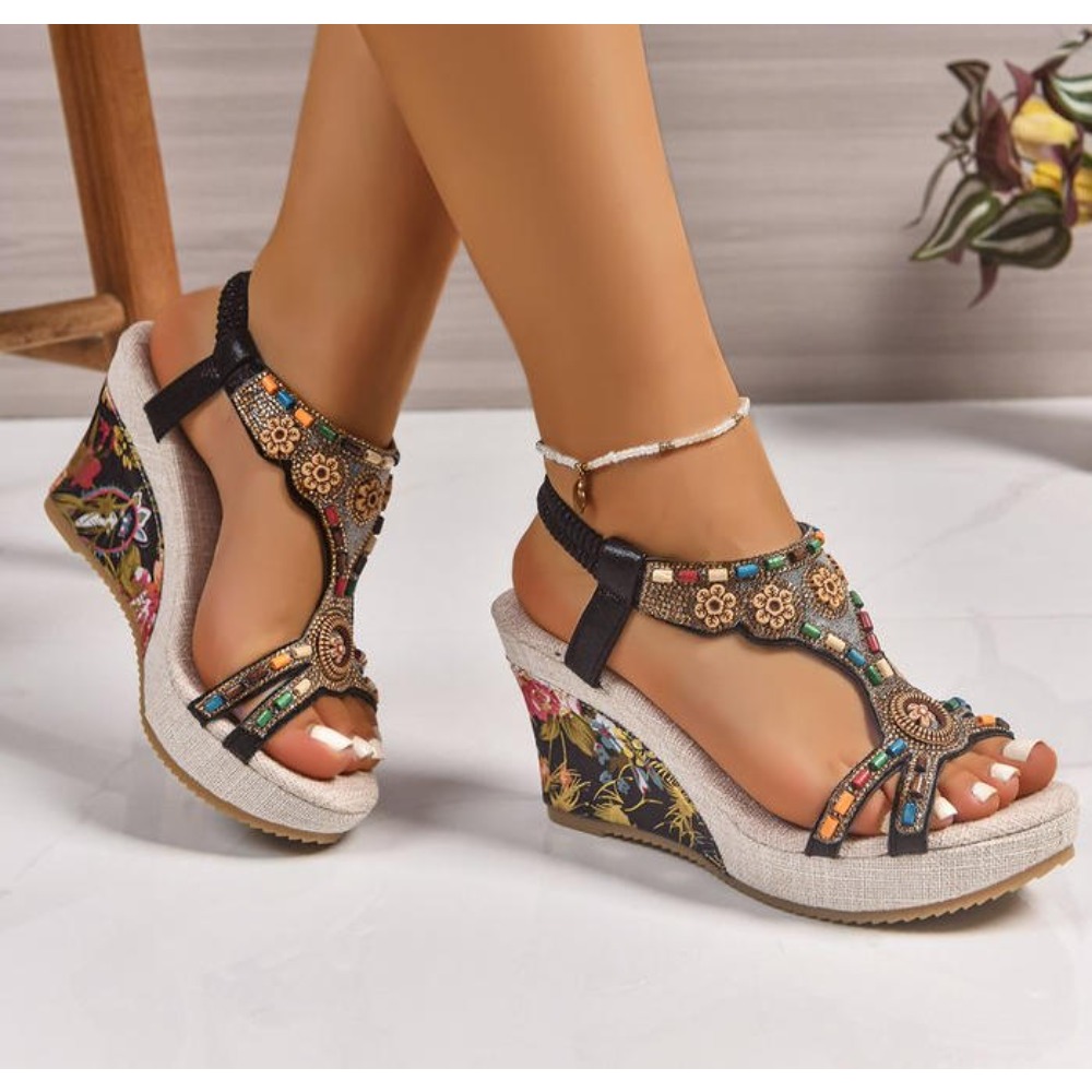 Dames lederen zomermode wedge  - Summer Clothing Stores recensie en prijs
